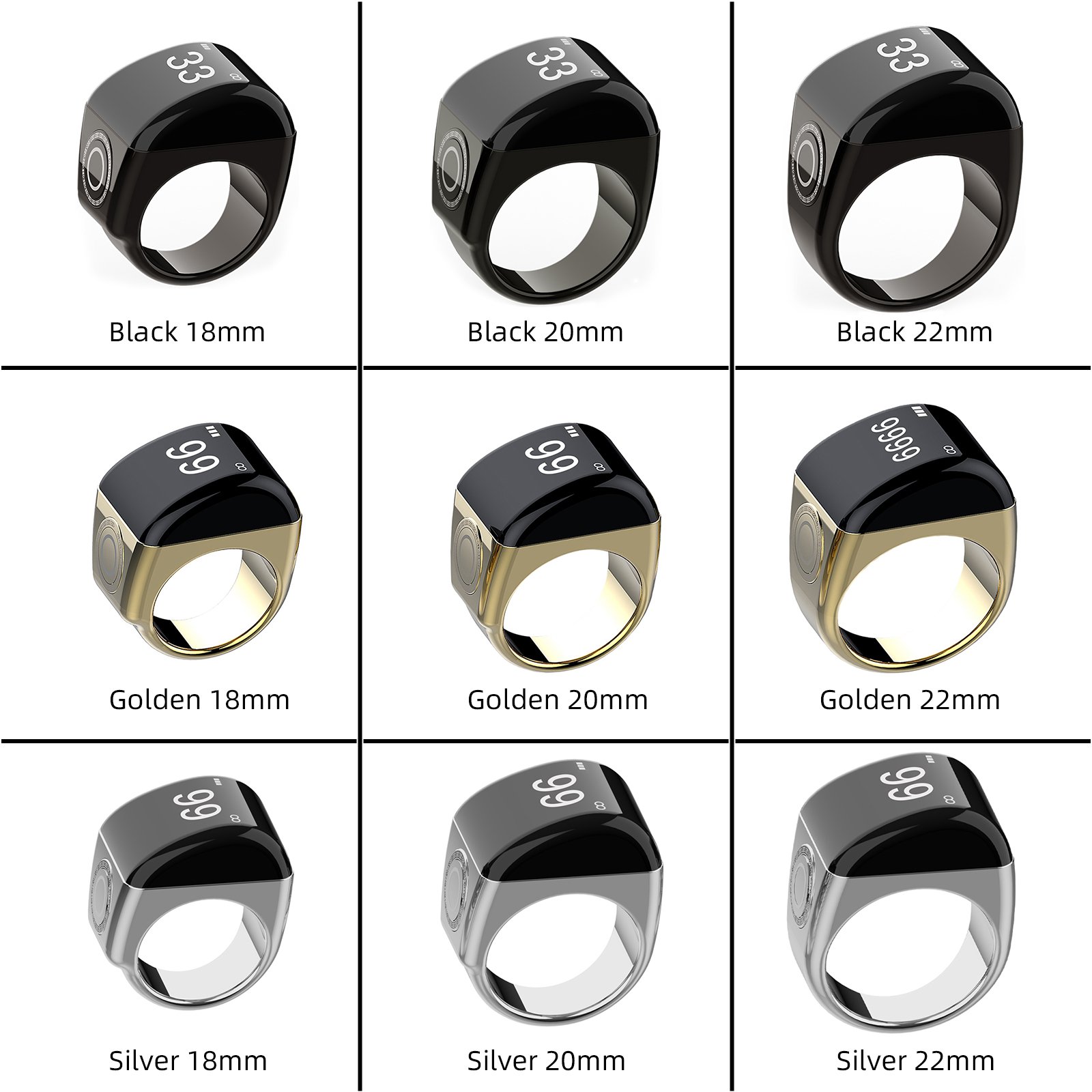 Iqibla Smart Tasbih Tally Counter Ring for Muslims Zikr Ring Digital Tasbeeh 5 Prayer Time Vibration Reminder Waterproof